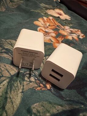Dual USB White Wall Charger Power Adapter set of 2